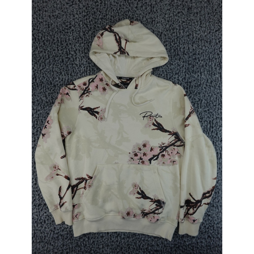 Primitive Skateboarding Cherry Blossom Floral Hoodie Mens Small Cream Sakura